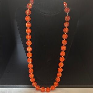 Vibrant Orange Beaded Necklace